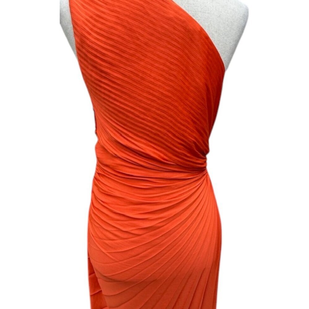 House of Harlow 1960 Off Orange Cut Out One Shoulder Pleated Dress Size Medium - Picture 13 of 16